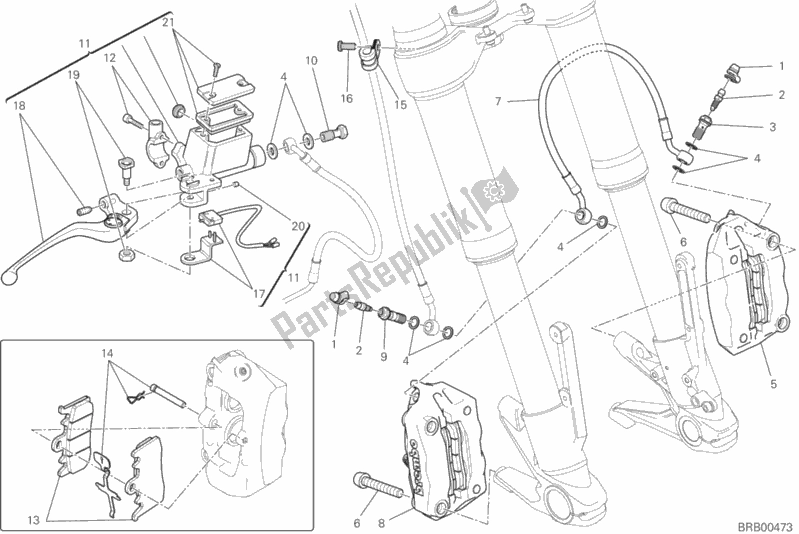 Tutte le parti per il Sistema Frenante Anteriore del Ducati Hypermotard Brasil 821 2015